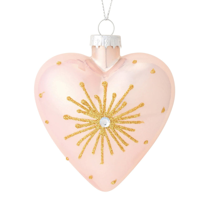 心型玻璃飾品 粉紅色