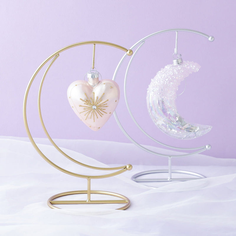 閃閃月亮玻璃飾品 銀色