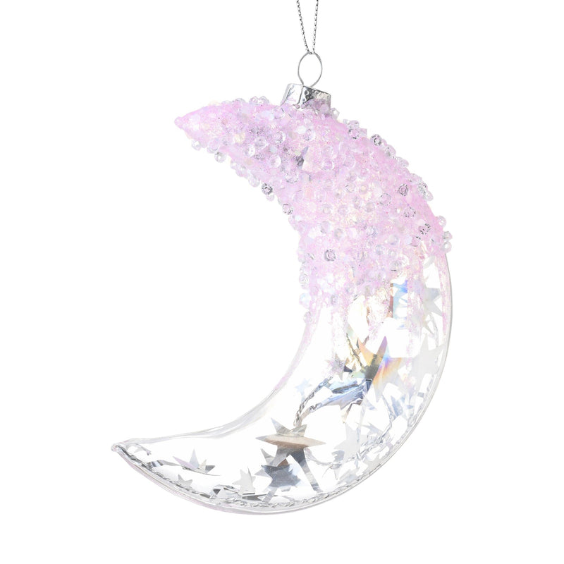 閃閃月亮玻璃飾品 銀色