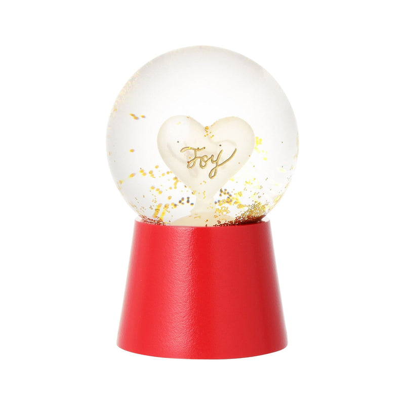 Led Snow Globe Heart Small Red