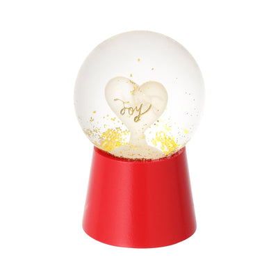 Led Snow Globe Heart Small Red