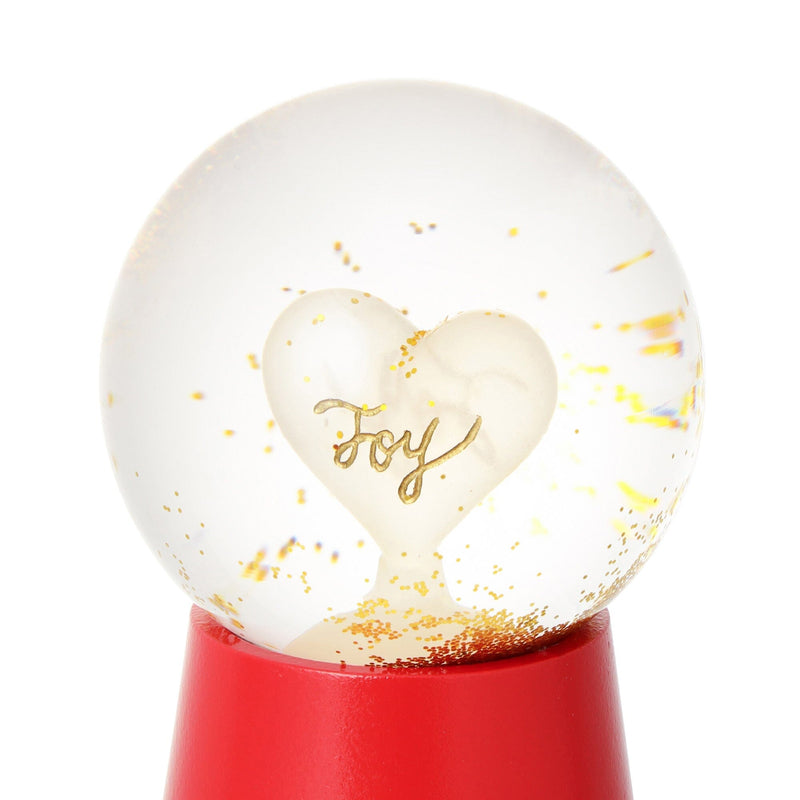 Led Snow Globe Heart Small Red