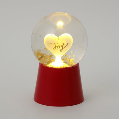 Led Snow Globe Heart Small Red