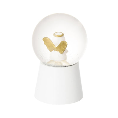 Led Snow Globe Angel Small White
