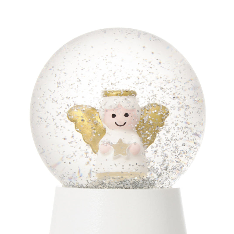 Led Snow Globe Angel Small White