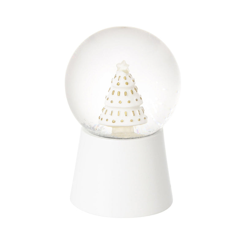 Led Snow Globe Tree Small White