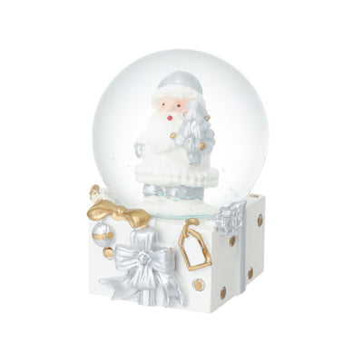 Snow Globe Santa Small White