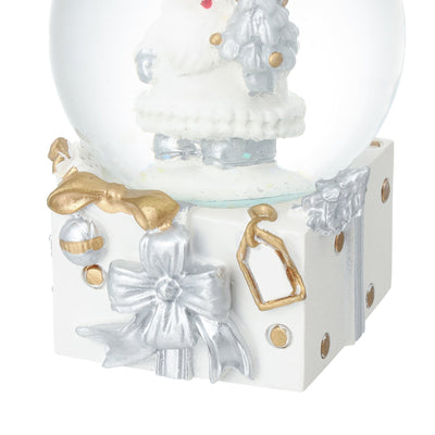 Snow Globe Santa Small White
