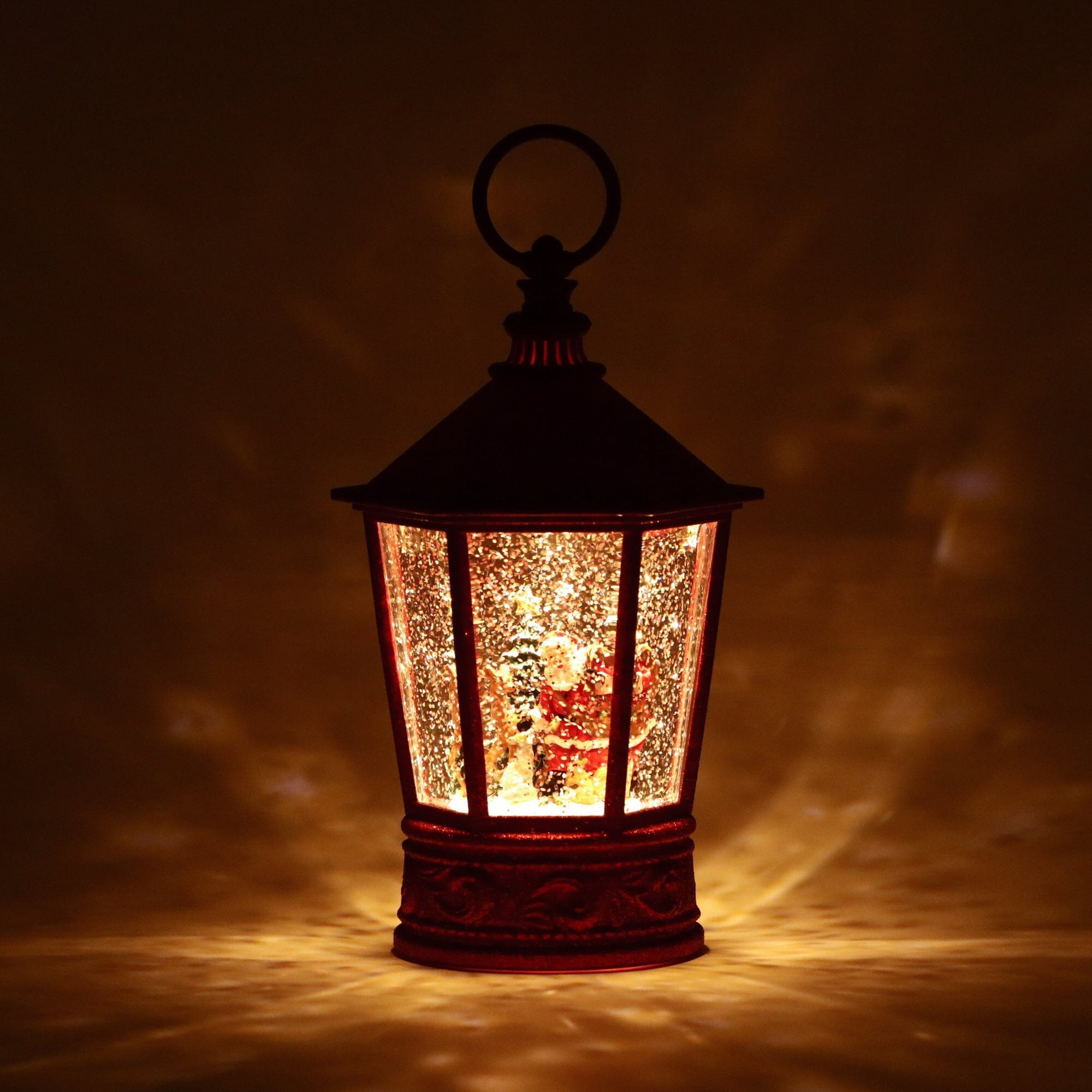 Snow Globe Square Lantern Santa Large