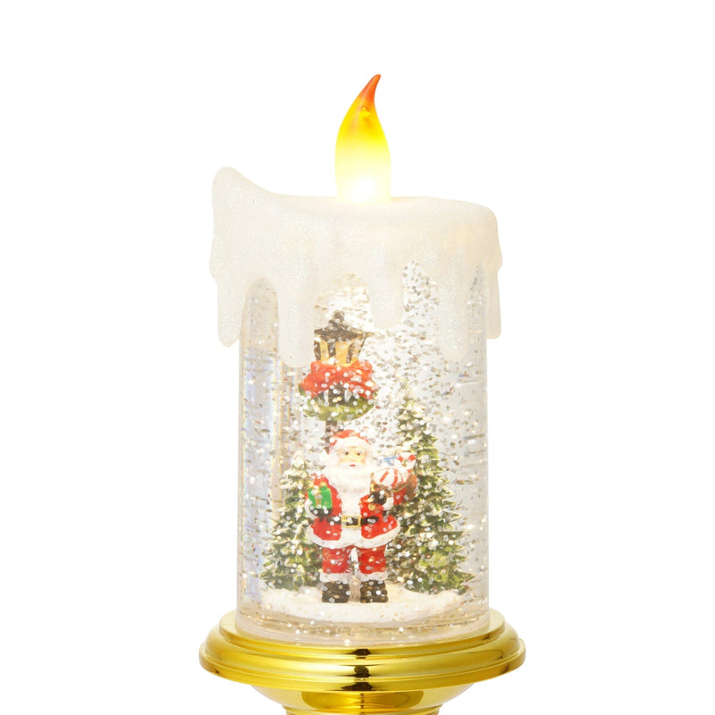 Snow Globe Candle Santa Large Gold