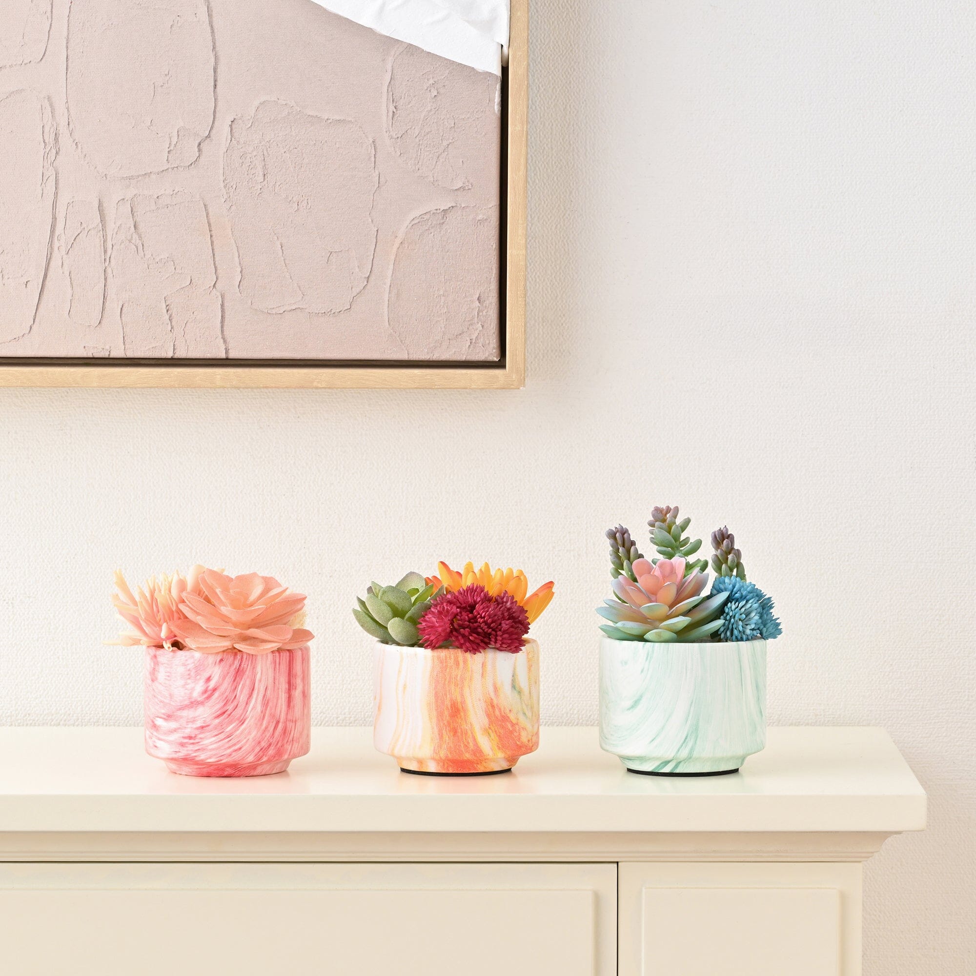 Art Green & Pot Succulent Light Pink