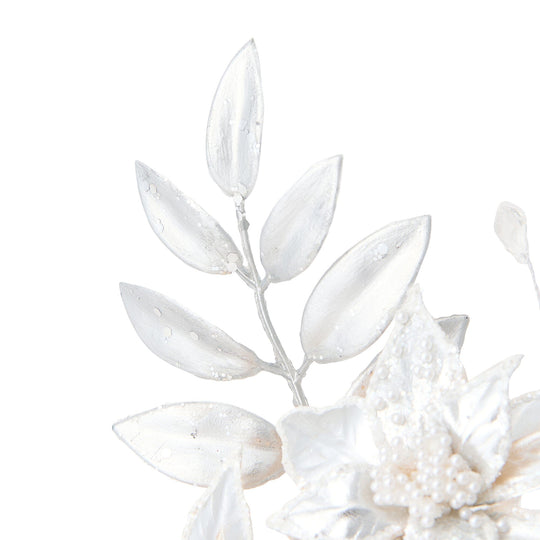 Petite Bouquet Pearl Poinsettia Silver