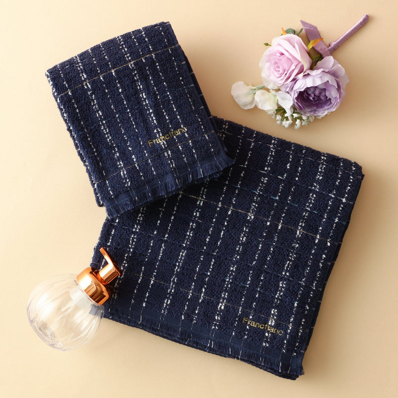 Antibacterial and deodorizing tweed pattern bath towel, navy