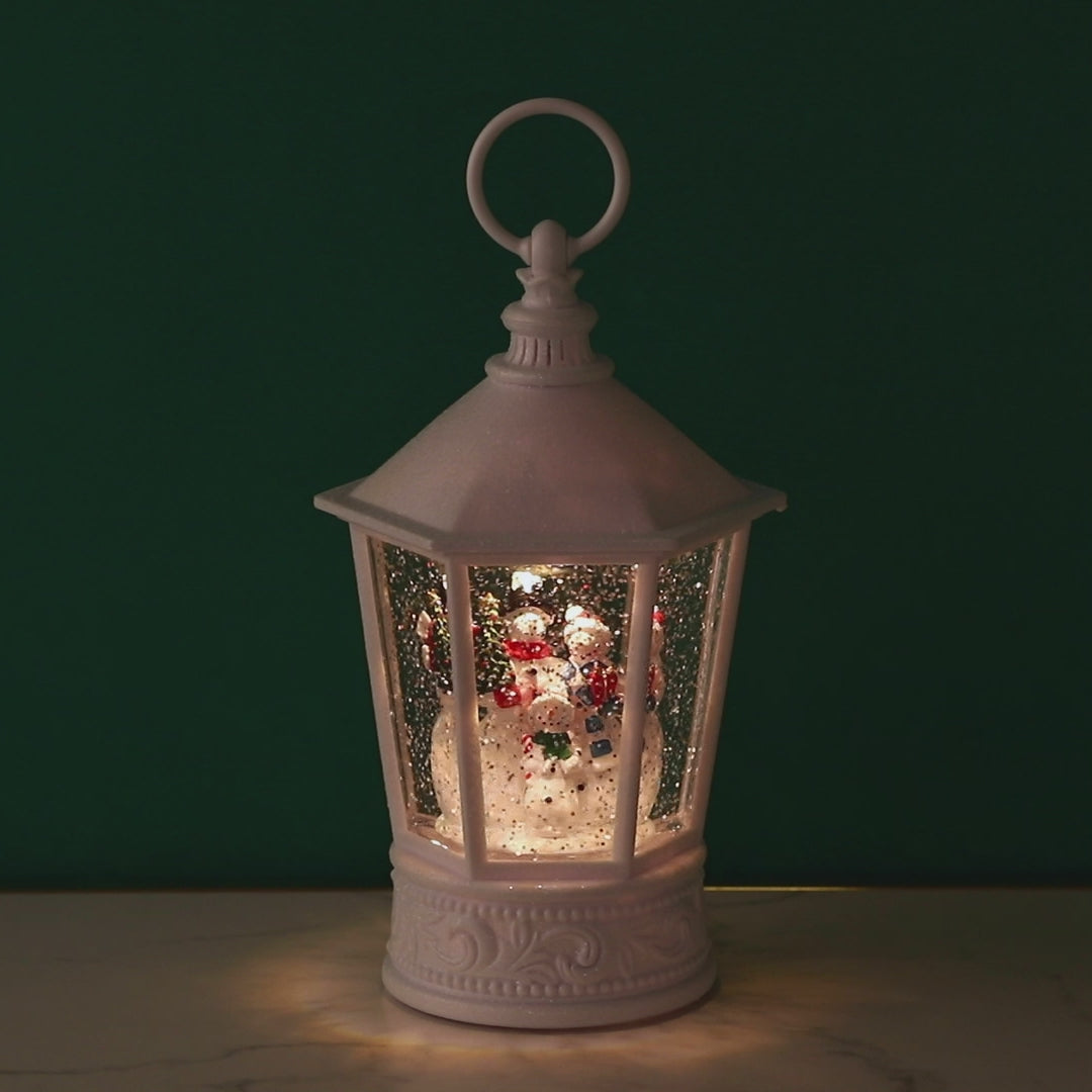 Snow Globe Square Lantern Snowman L