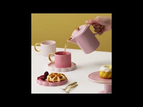 Pastel Scallop Teapot Pink