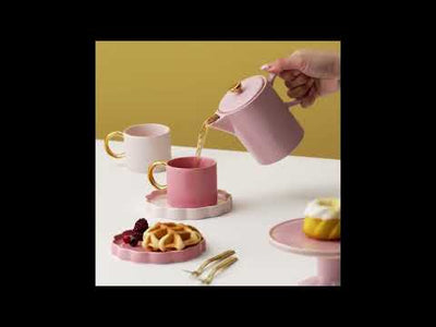 Pastel Scallop Mug & Plate  Pink