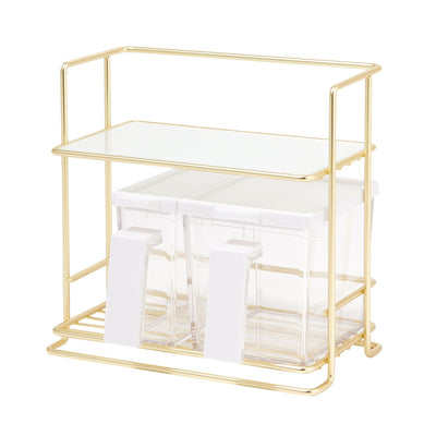 KITCHEN RACK WITH GLASS SMALL GOLD