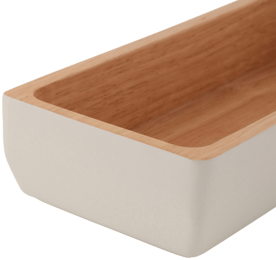 WOODEN RECT CULTERY CASE WHITE