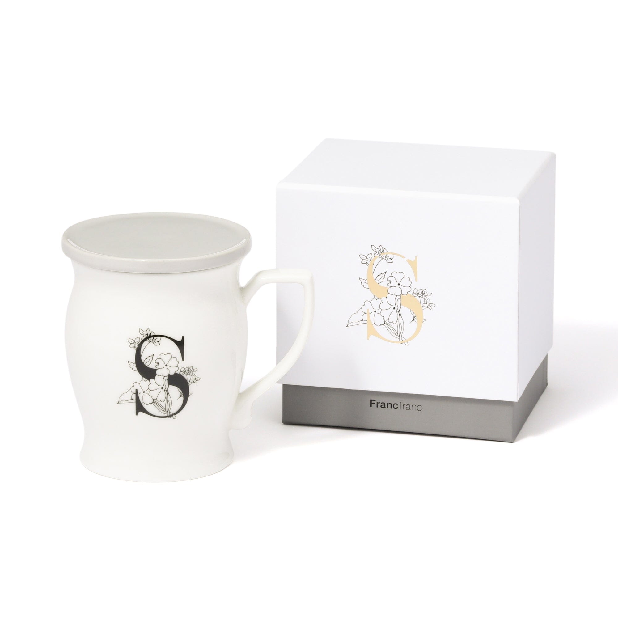 Initial Mug Flower  S