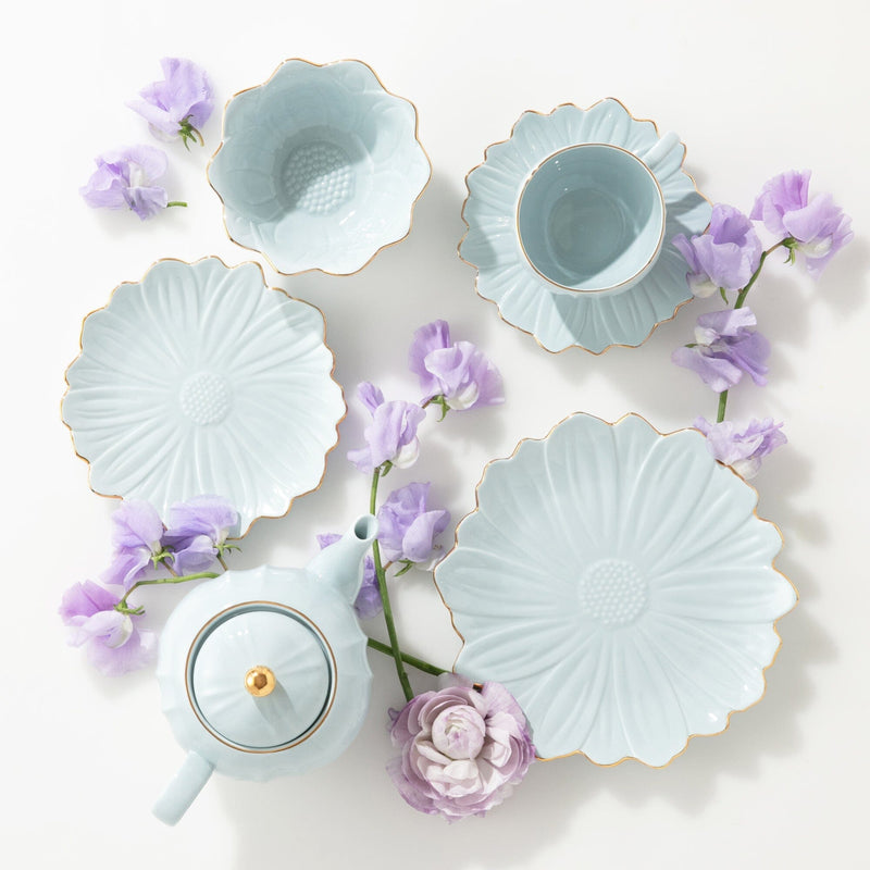 Flower Motif Cup&Saucer  Blue