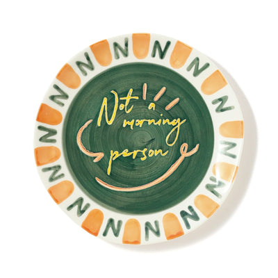 HANDPAINTED PLATE MESSAGE  GREEN