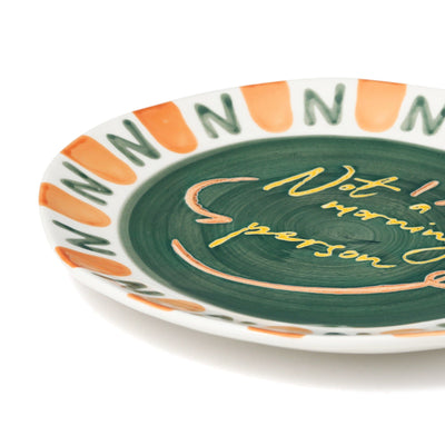 HANDPAINTED PLATE MESSAGE  GREEN