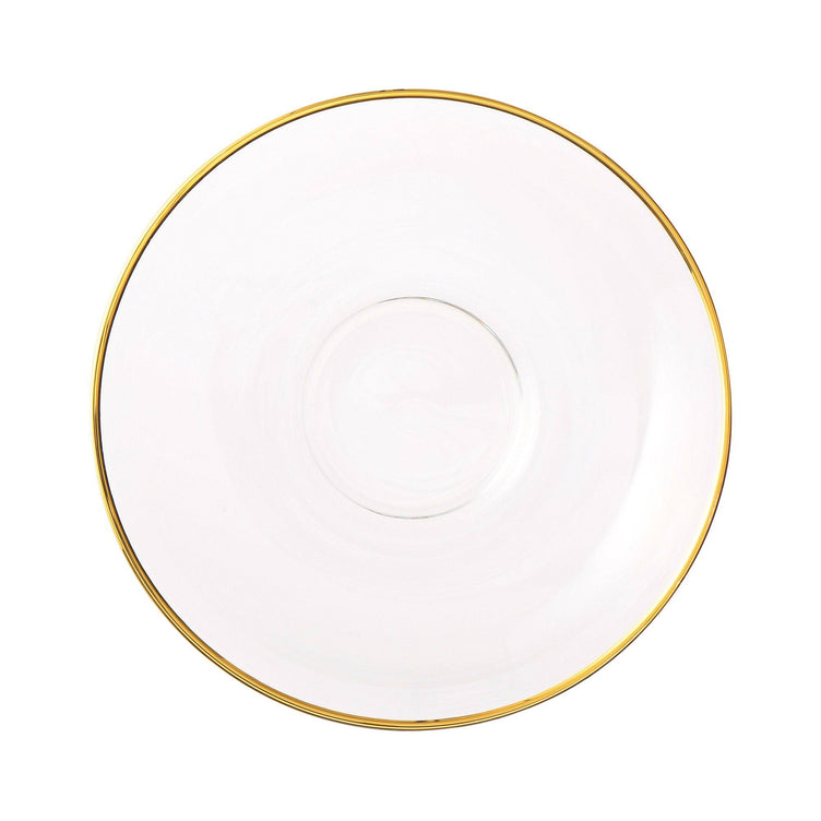 CLEAR GLASS CUP & SAUCER GOLD