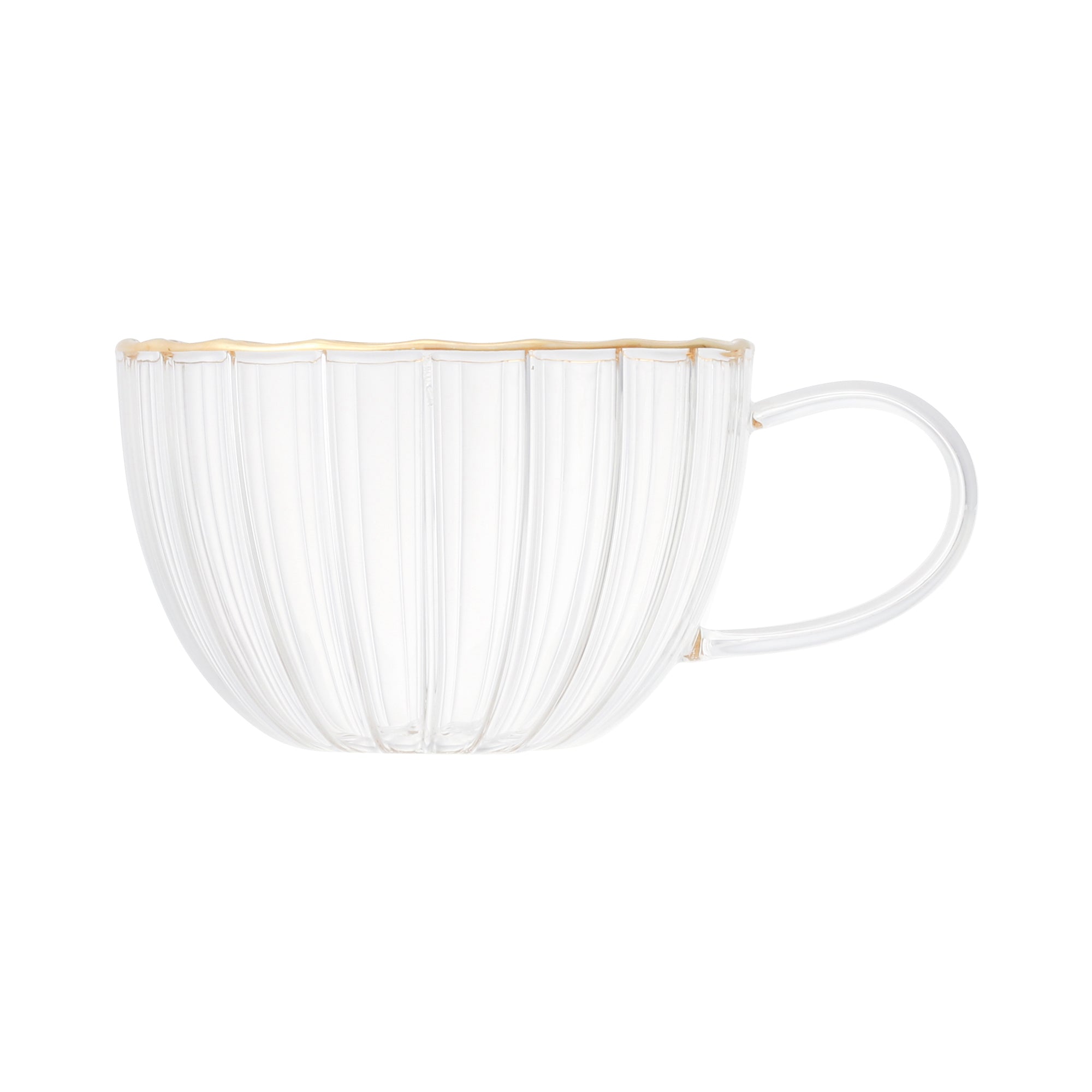 FLOWER FRILL GLASS CUP & SAUCER WHITE