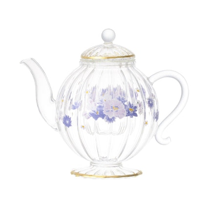 FLOWER FRILL GLASS TEAPOT PURPLE