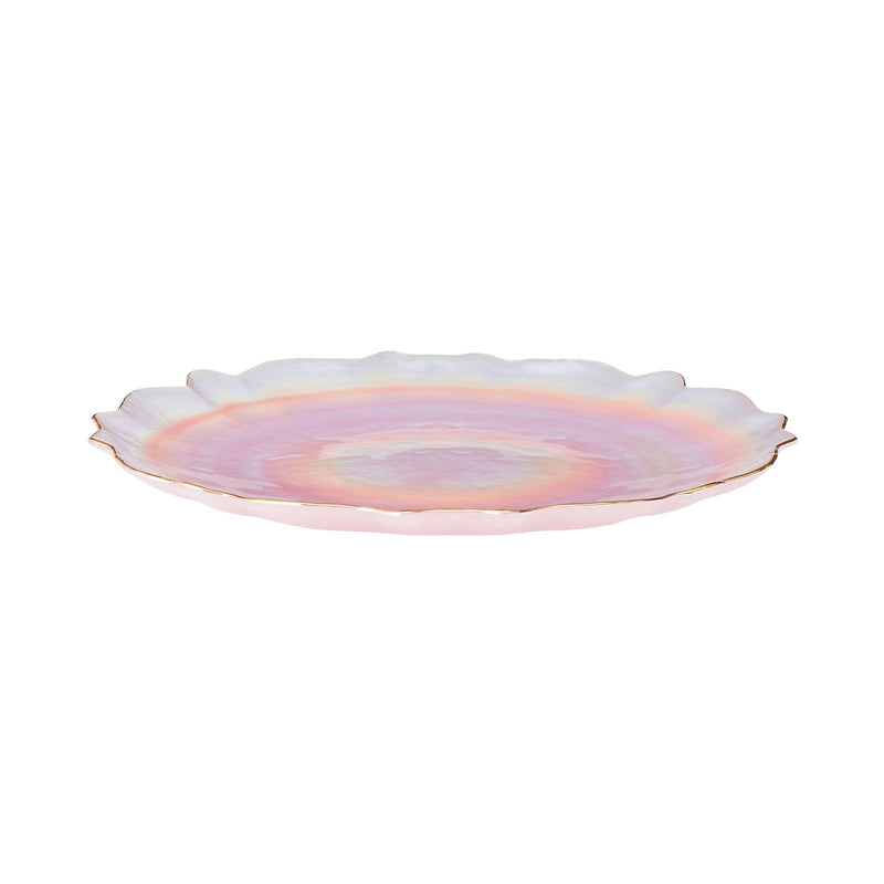 MARBLE GLASS PLATE LARGE PINK