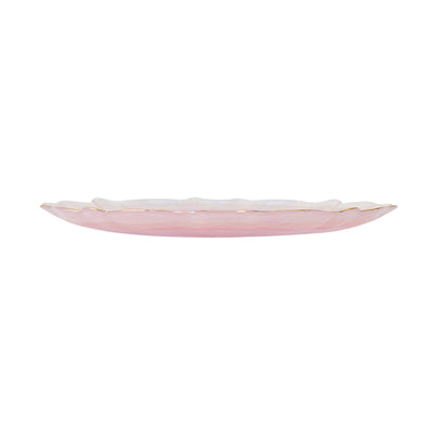 MARBLE GLASS PLATE LARGE PINK