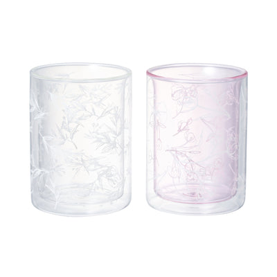 FLOWER & LEAF DOUBLE WALL GLASS 2P
