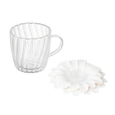 DOUBLE WALL GLASS MUG WITH CUPCOVER  WHITE