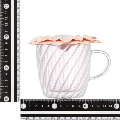 Double Wall Glass Mug With Cupcover  Pink