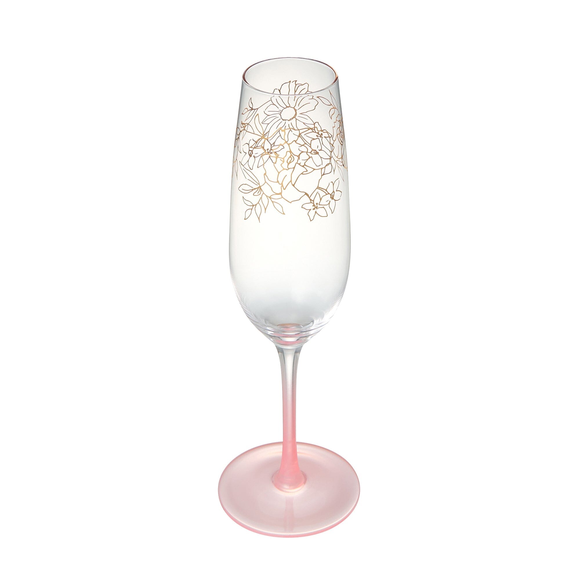 Flower & Leaf Wine Glass Pink 210Ml