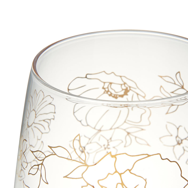Flower & Leaf Wine Glass Gray