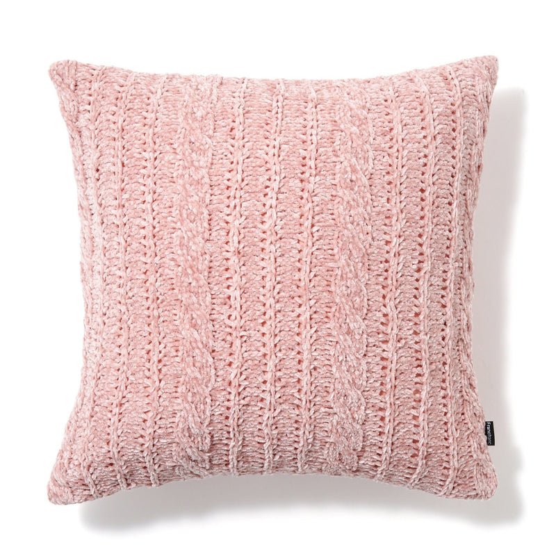 KNIT CABLE CUSHION COVER 450 X 450 PINK