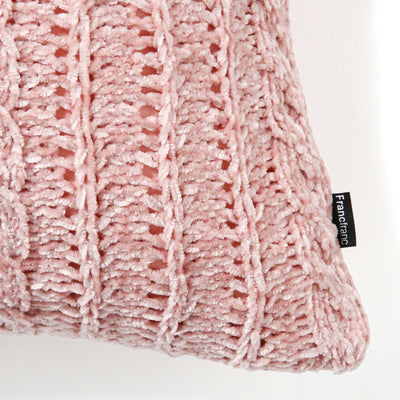 KNIT CABLE CUSHION COVER 450 X 450 PINK