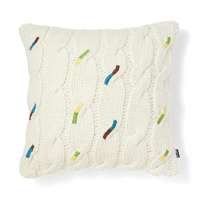 KNIT EMB CABLE CUSHION COVER 450 x 450 WHITE