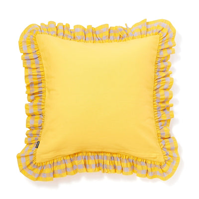 Check Flower Emb Cushion Cover 450 X 450 Yellow