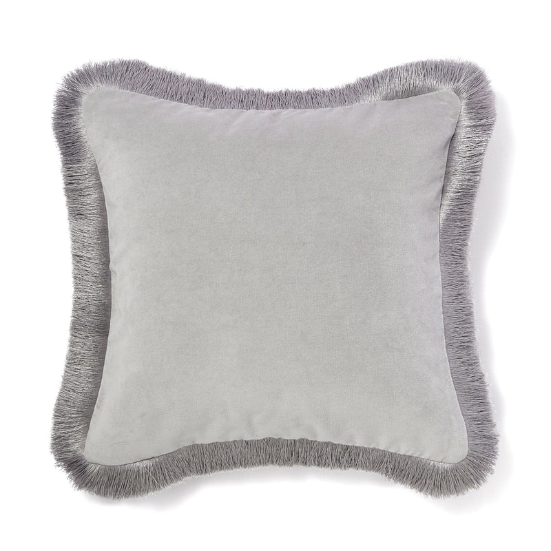 Velvet Fringe Cushion Cover 450 X 450 Gray