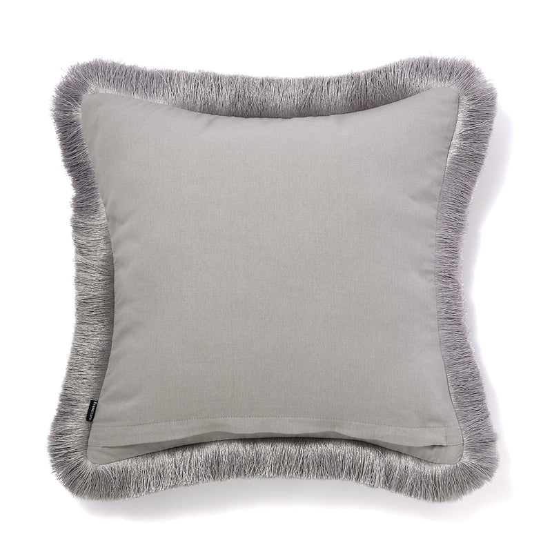 Velvet Fringe Cushion Cover 450 X 450 Gray