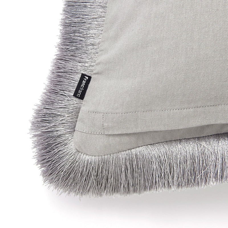 Velvet Fringe Cushion Cover 600 X 600  Gray