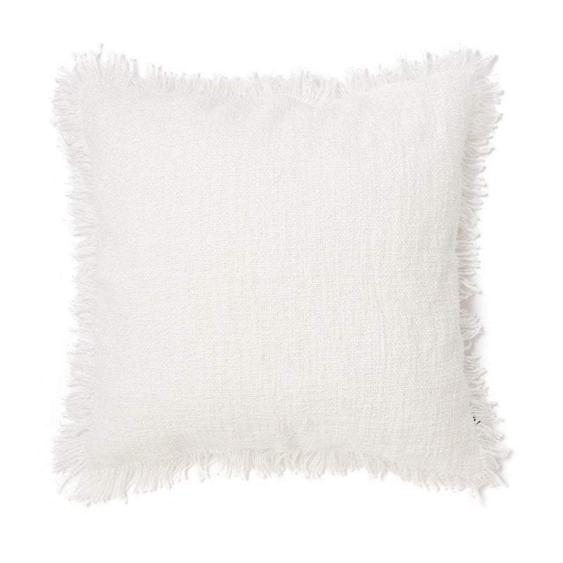 Slub Fringe Cushion Cover 450 X 450 White X Silver