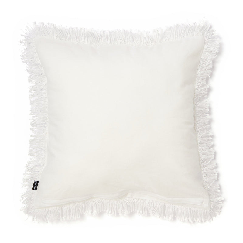 Slub Fringe Cushion Cover 450 X 450 White X Silver