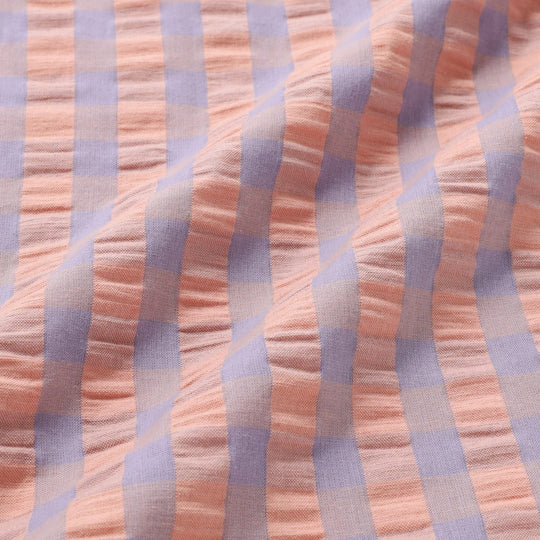 Frill Check Comforter Case Double  Orange X Purple