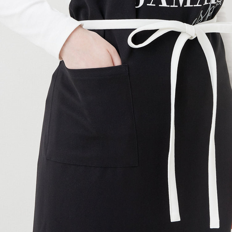 TEXT PRINT FULL APRON Black