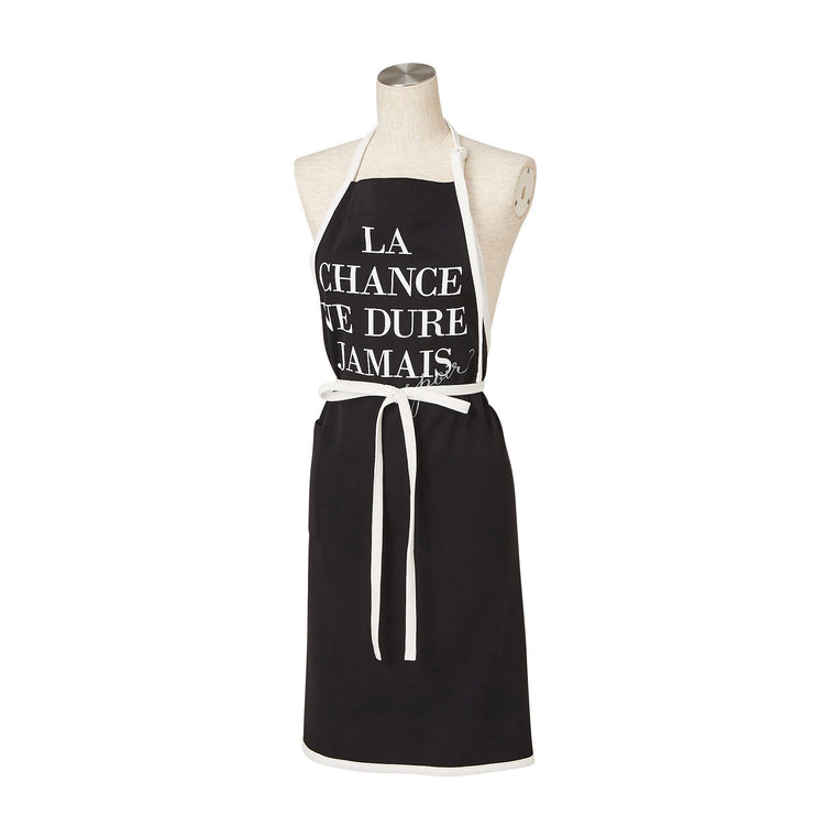 TEXT PRINT FULL APRON Black