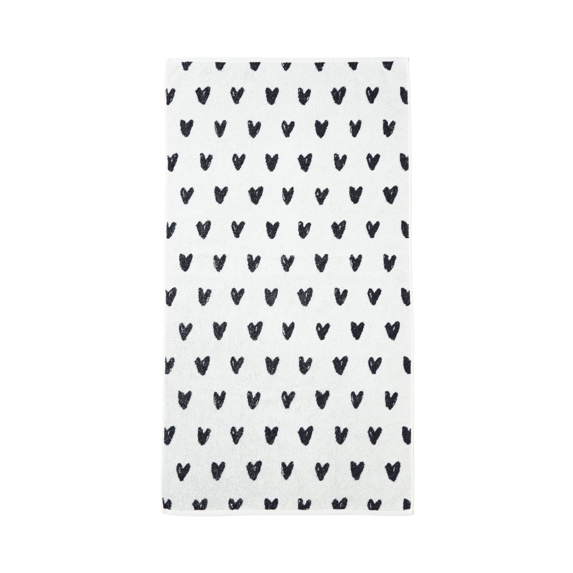 Vale Set Bath Towel Heart White