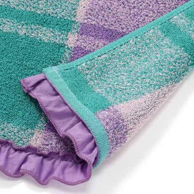 抗菌除臭浴巾格子褶邊 紫色 x 綠色